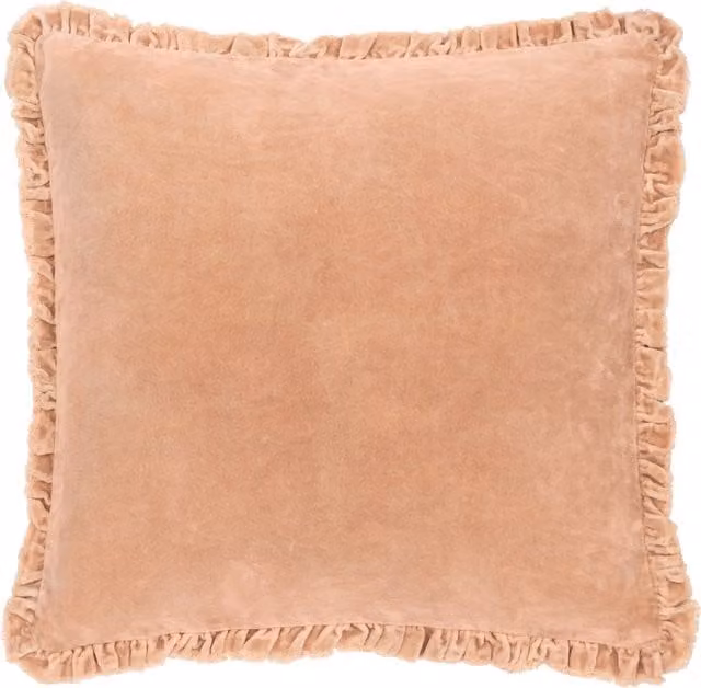 Make it a Home Bertie Washed Cotton Velvet Cushion in Beige and Orange