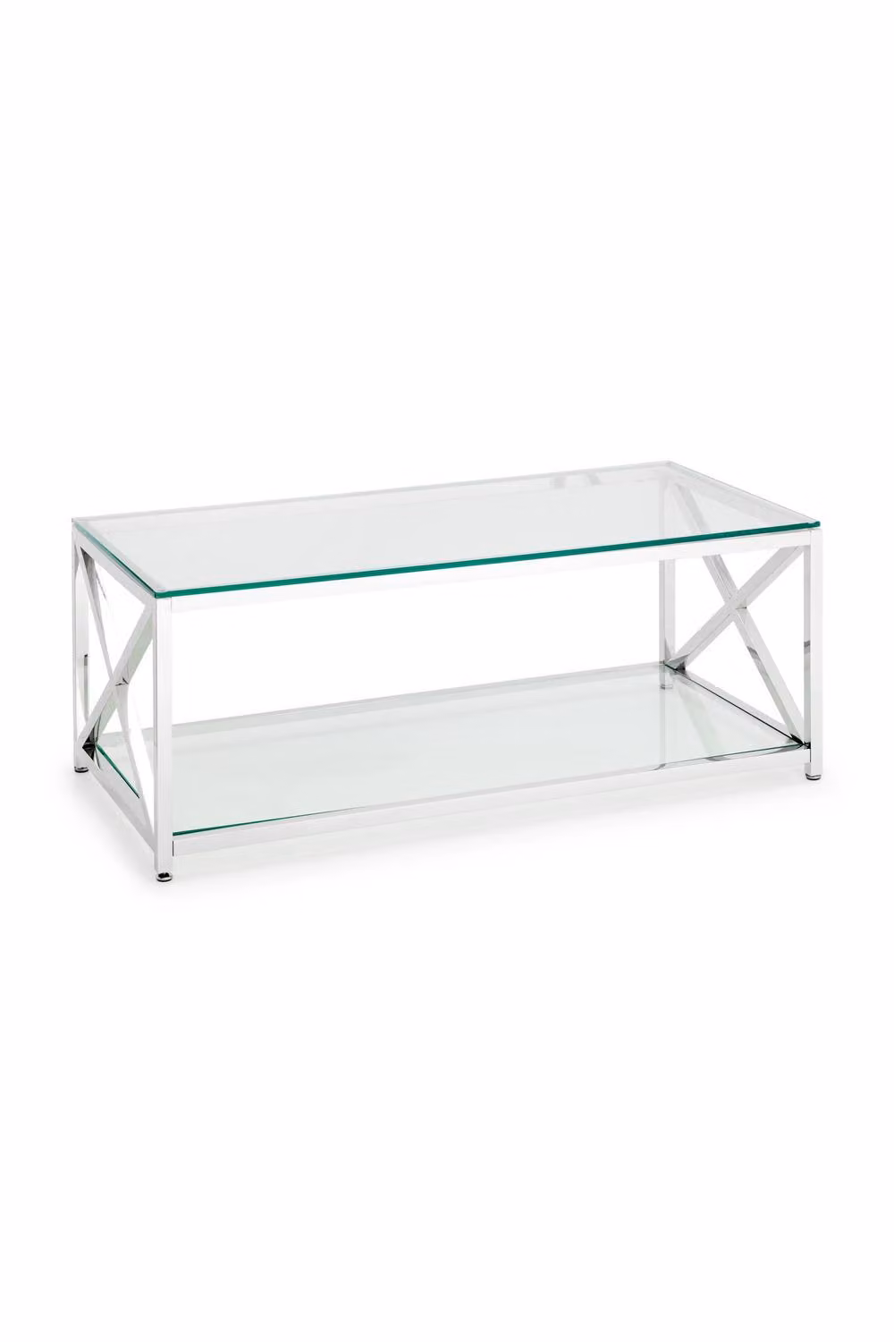 Julian Bowen Miami Art Deco Glass Top Coffee Table with X-Frame in Silver, W/D/H: 120 x 60 x 45 cm – 2