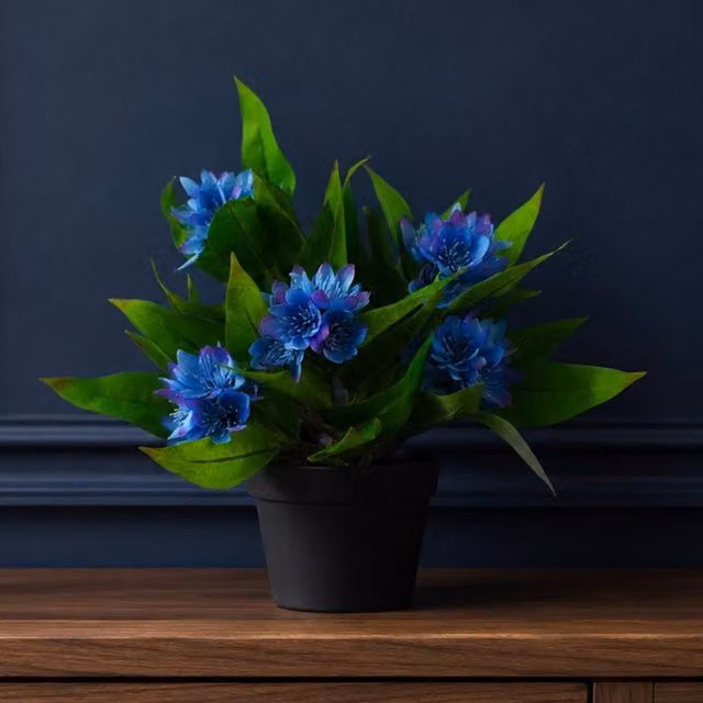 Botanik Blue and Green Artificial Freesia Potted Flowering Houseplant