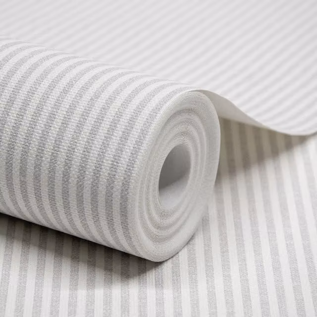 Grandeco Pinstripe Nursery Textured Wallpaper in Grey