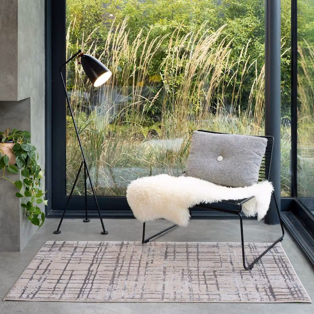 Kukoon Grey and Beige Striped Abstract Soft Pile Living Room Area Rug, W: 160 cm, L: 230 cm – 4