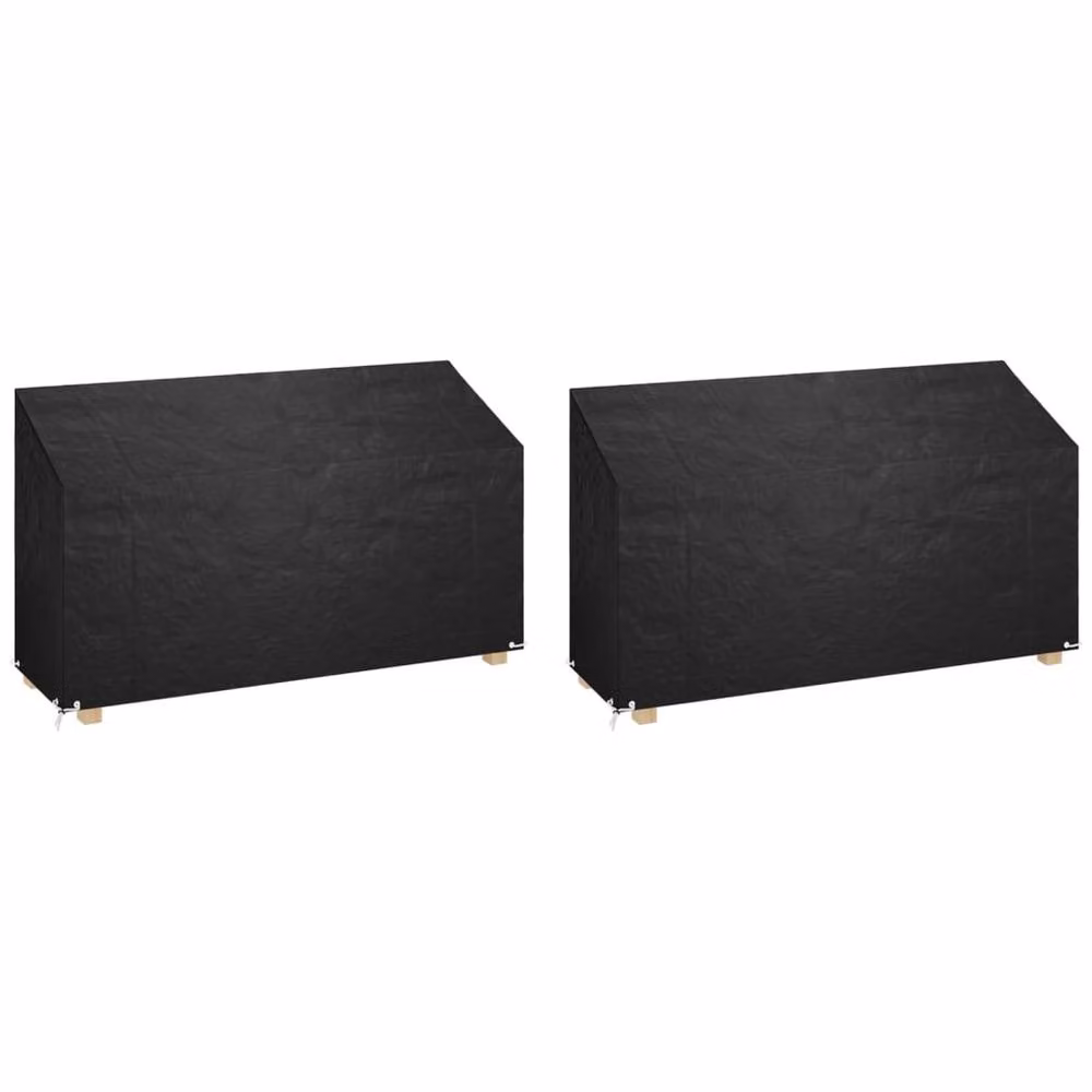 Berkfield Home Water-Repellent Polyethylene Garden Bench Covers, 2 Pack, Black, W: 210 cm, D: 70 cm, H: 70-88 cm – 2
