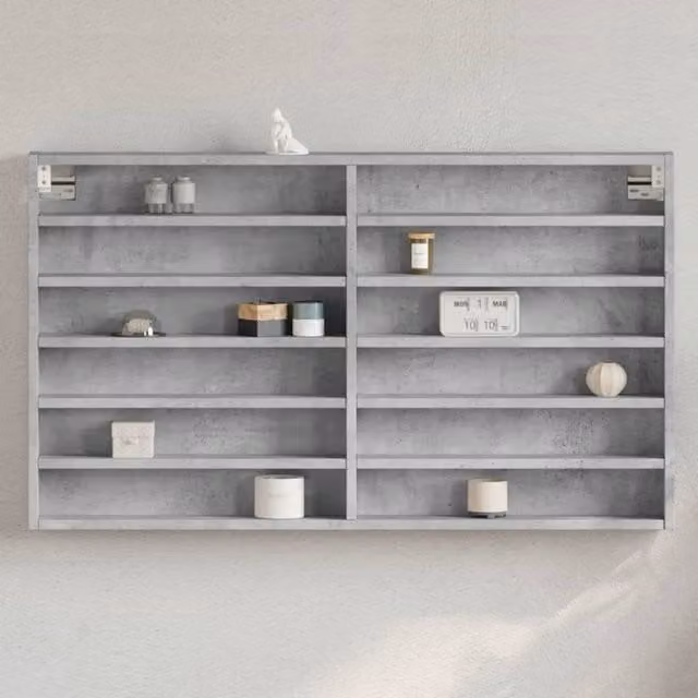 Berkfield Home Vitrine Cabinet in Concrete Grey with Glass Doors, W/D/H: 100 x 8.5 x 58 cm – 1