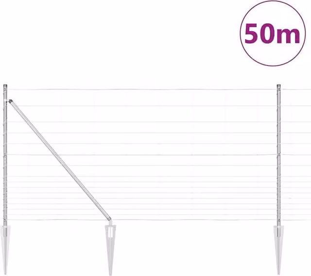 Berkfield Home Modern Field Fence, Galvanised Steel, Silver, H: 120 cm x L: 50 m