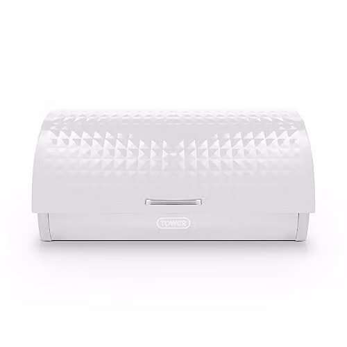 Tower Solitaire Roll Top Bread Bin in White Stainless Steel, H 19 x W 39 x D 27.5 cm