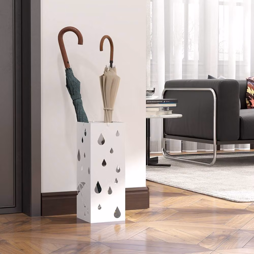STILVORA White Metal Umbrella Stand for 6 Umbrellas with Removable Tray – 7