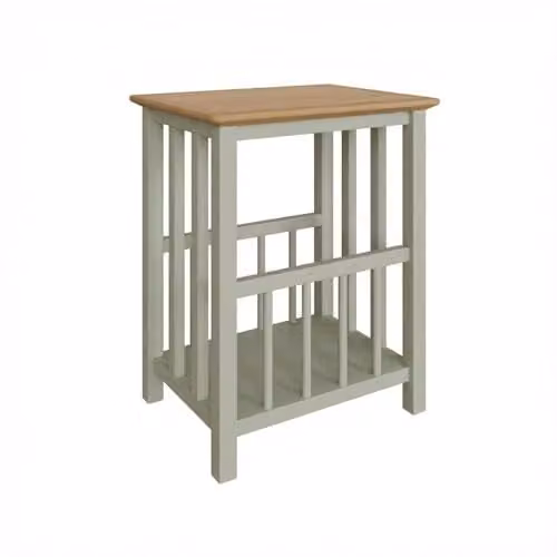 FWStyle Taberno Sage Green Oak Side Table with Magazine Rack W/D/H: 55 x 45 x 35 cm