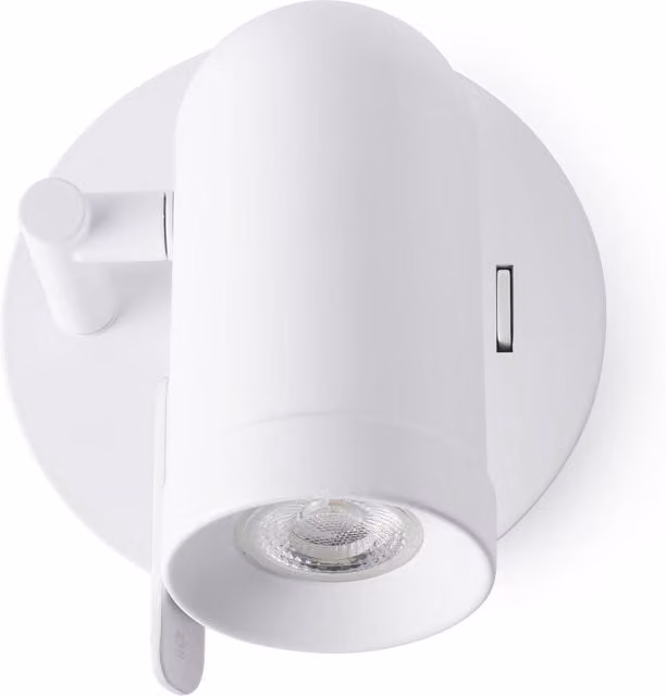 Faro Orleans Adjustable White Glass Cylinder Indoor Wall Spotlight