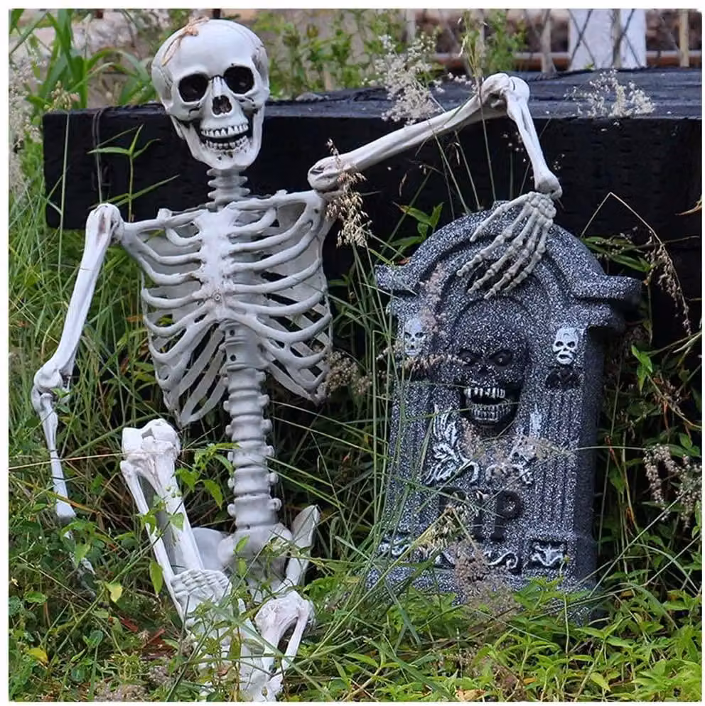 Shatchi Life Size Poseable Human Skeleton Halloween Decoration, White, Height: 165 cm – 11