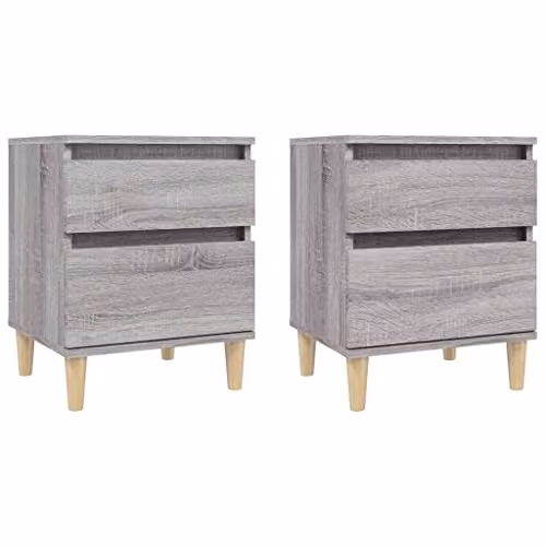 vidaXL Set of 2 Grey Bedside Cabinets W/D/H: 40 x 35 x 50 cm