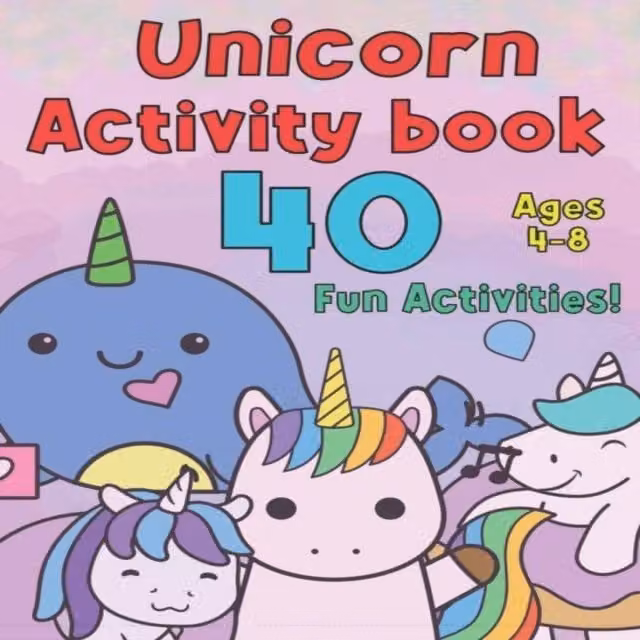 J C Creations Multicolour Unicorn Activity Book for Kids with 40 Fun Activities