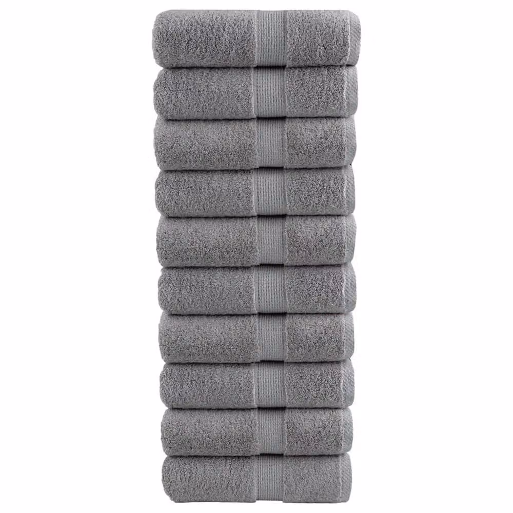 Berkfield Home SOLUND Premium Cotton Terry Soap Towels, Grey, 10pcs, W/D/H: 30 x 30 cm, 600gsm – 2