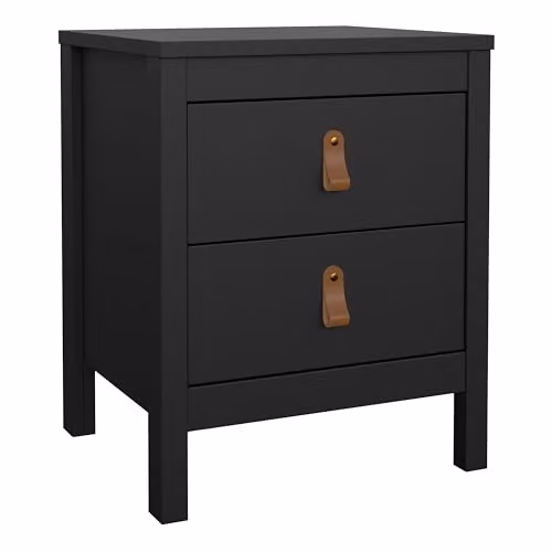 Furniture To Go Barcelona 2-Drawer Bedside Table in Black and Brown – 2