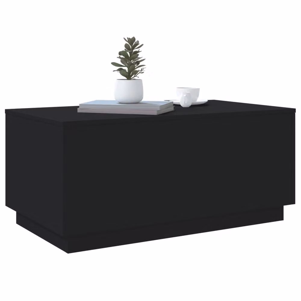 Berkfield Home Modern Black Coffee Table with LED Lights W: 90 cm, D: 50 cm, H: 40 cm – 5