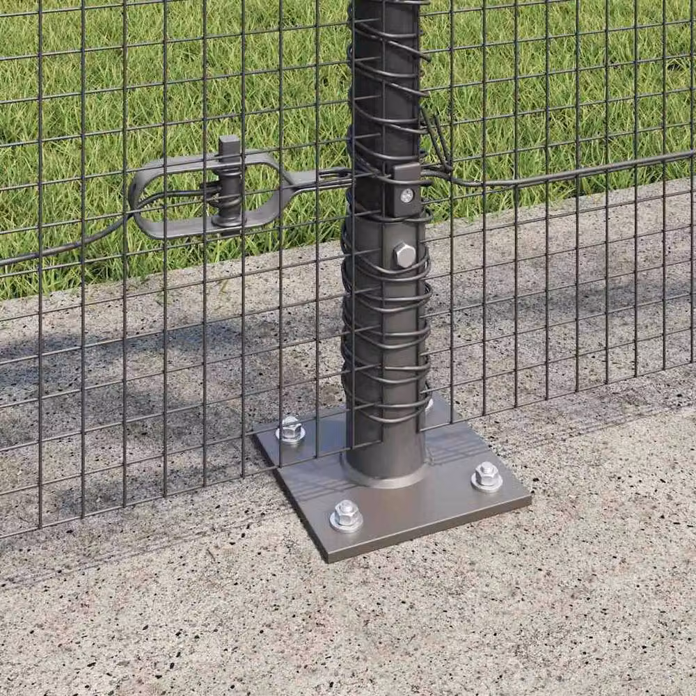 Berkfield Home Modern Welded Wire Fence in Grey Steel with 13 Flanged Posts, 0.8 x 100 m – 3