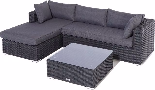 Rowlinson Vienna Modern Rattan Lounger Set with Glass in Grey