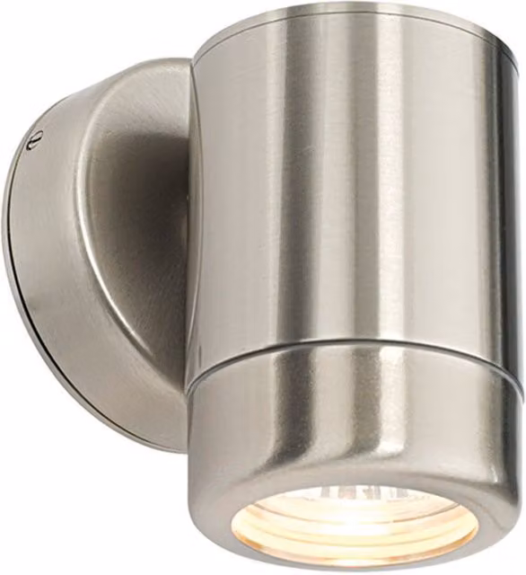 Loops Dimmable Outdoor IP65 Wall Downlight, 7W GU10 LED, Marine Grade Stainless Steel in Silver – 1