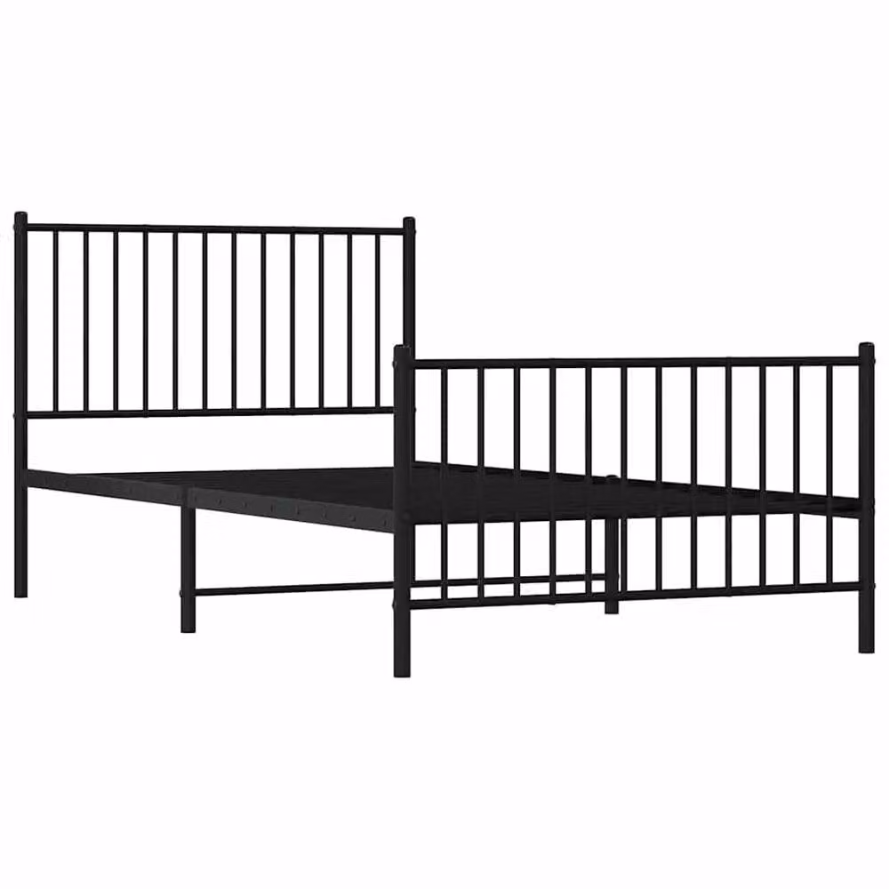 Berkfield Home Metal Bed Frame with Headboard and Footboard in Black, W/D/H: 100 x 200 cm – 2