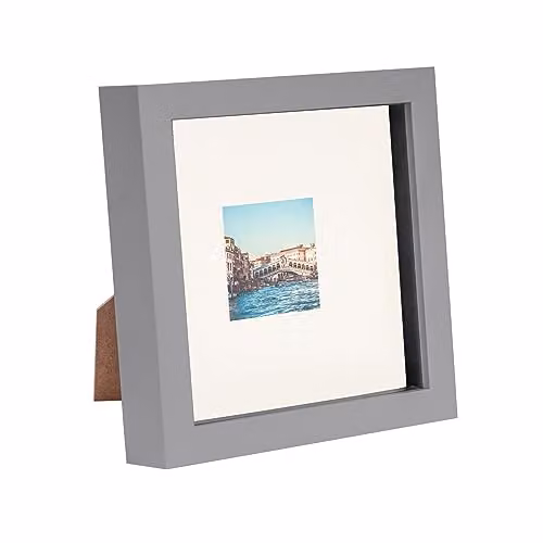 Nicola Spring Single Square 3D Box Photo Frame in Grey – 1