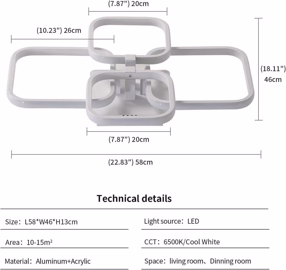 Goeco Modern Square LED Ceiling Light, 60W, 6750LM, White – 3