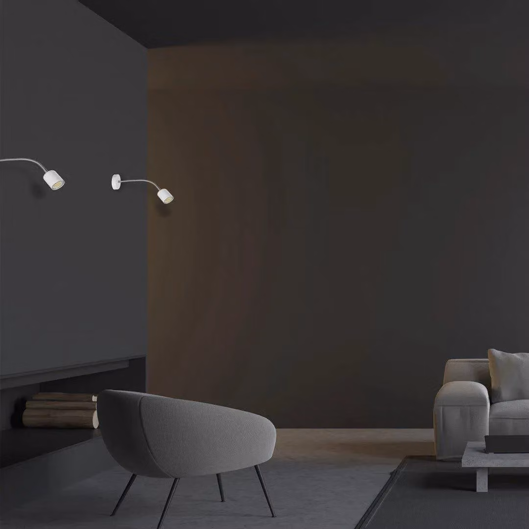 Milagro Maxi Scandi Style Adjustable Metal Wall Lamp in White – 3