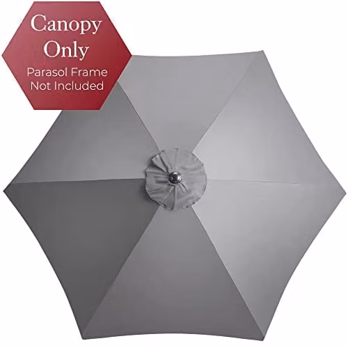Christow Replacement Parasol Canopy, 2.4m, Grey Polyester with UPF 50+ Protection – 4