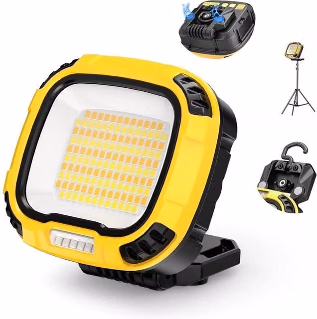 VOGREX Rechargeable LED Magnetic Work Floodlight in Yellow with Warm and White Light