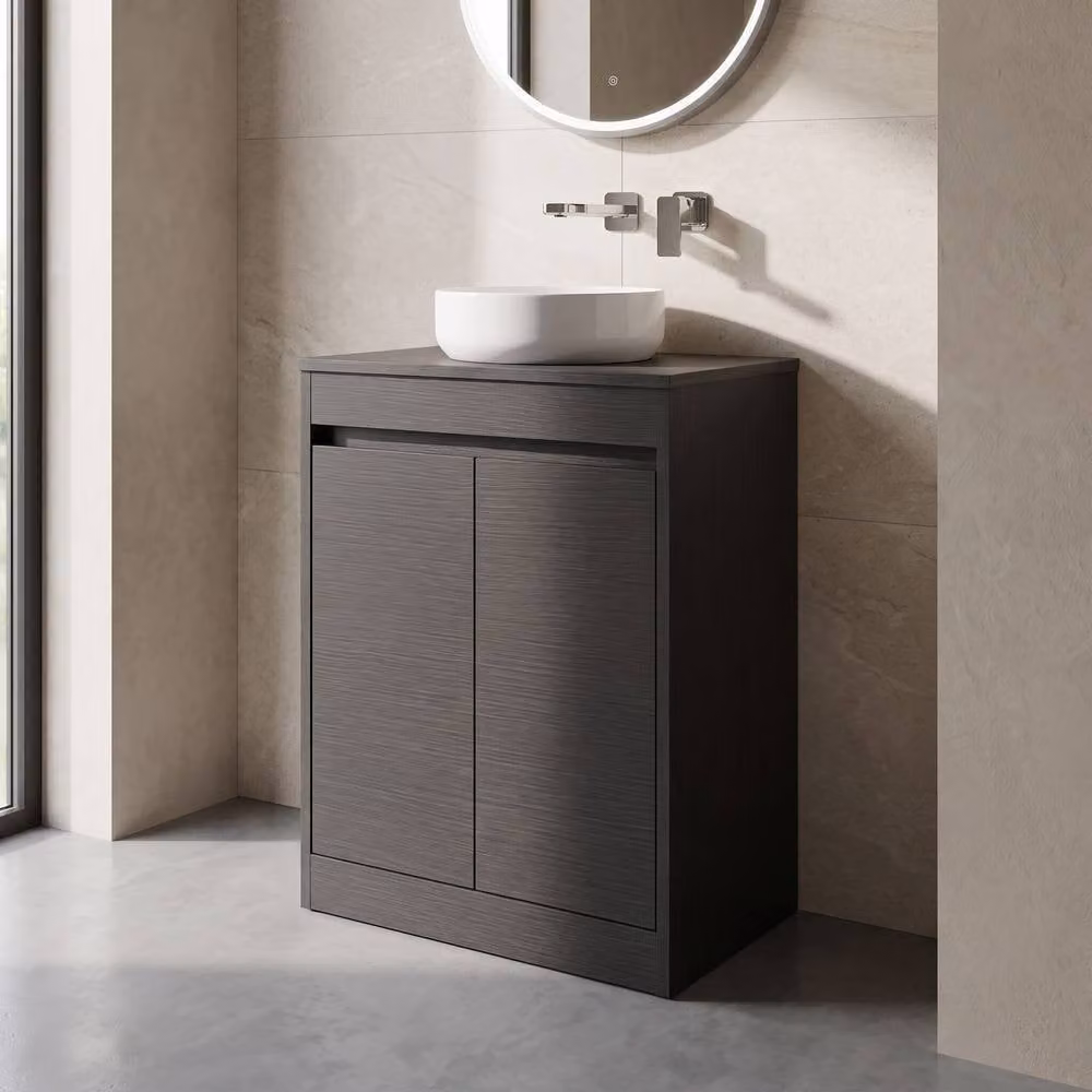 Balterley Modern 2 Door Floor Standing Bathroom Vanity Unit with Worktop, Grey, W/D/H: 62.0 x 39.5 x 83.5 cm – 2