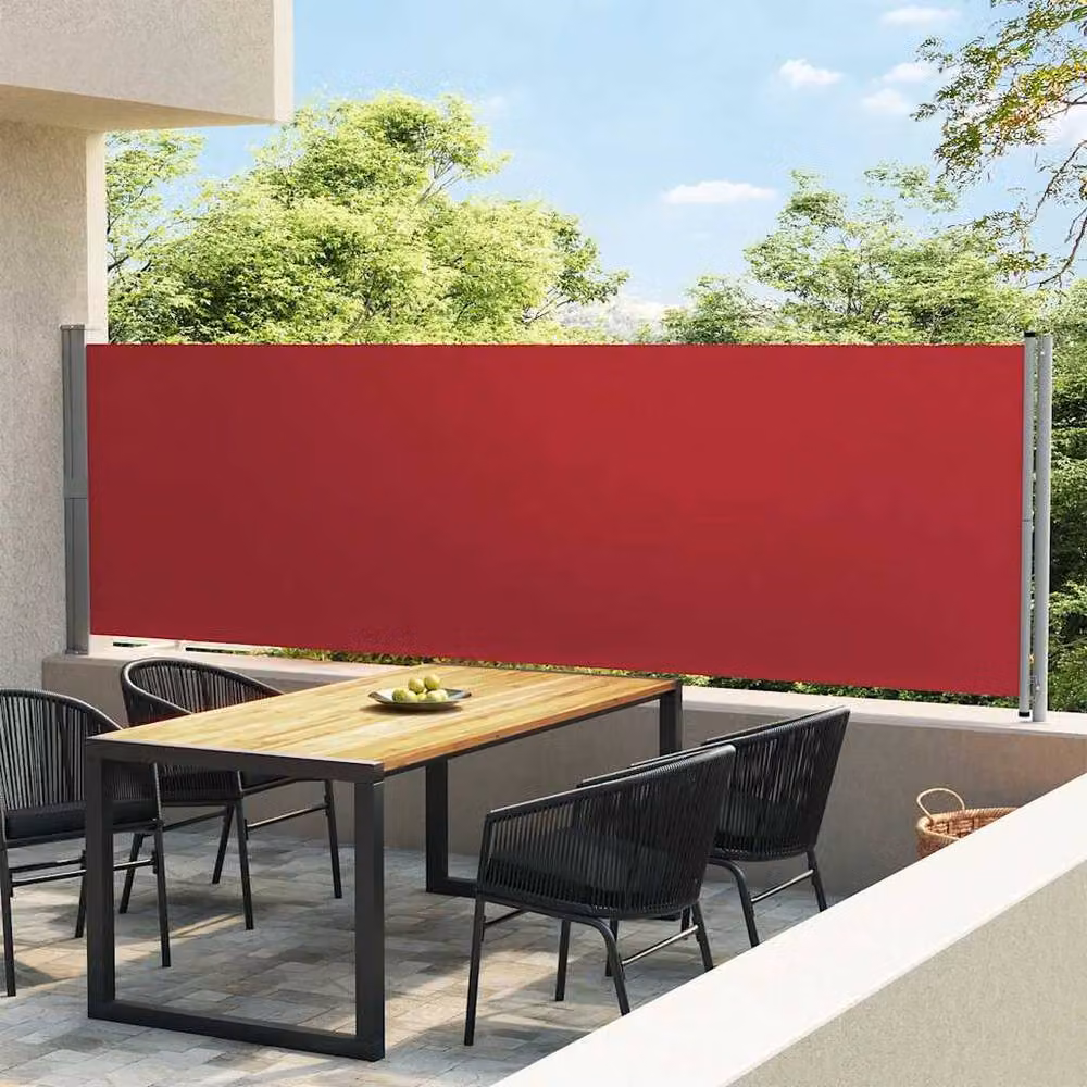 Berkfield Home Red Retractable Side Awning with Polyester Fabric and Steel Frame, W/H: 600 x 140 cm – 2