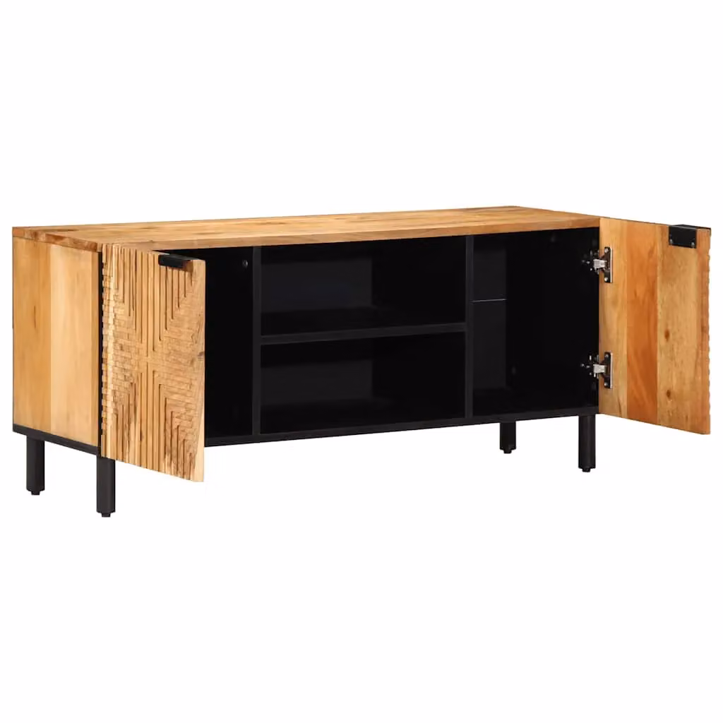 Berkfield Home Solid Wood Acacia TV Cabinet in Brown, W/D/H: 105 x 33 x 46 cm – 2