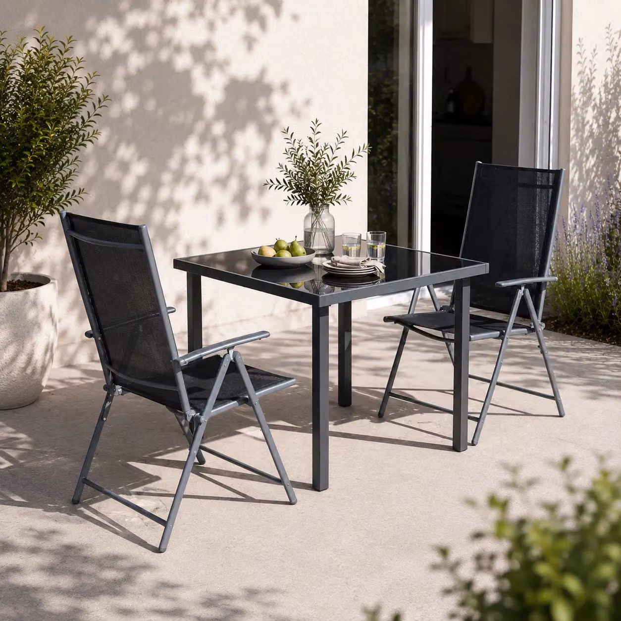 Samuel Alexander Multi Position Reclining Folding Outdoor Garden Patio Chair in Grey, Black and Silver – 2
