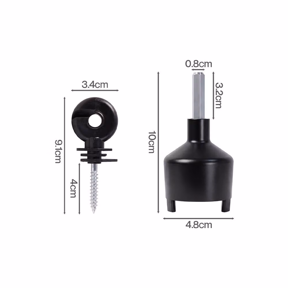 Traderight 120pc Black Grooved Electric Fence Screw Insulators made from PP+PE and Galvanised Steel – 4