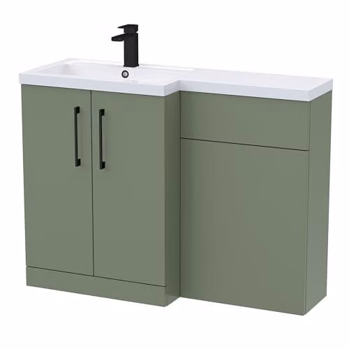 Balterley Green Floor Standing Vanity Unit with L-Shaped Basin and WC Unit, W/D/H: 110.5 x 39.0 x 85.8 cm