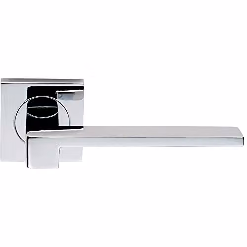 Loops Pair Flat Squared Bar Handle on Square Rose in Polished Chrome with Concealed Fixings – 1