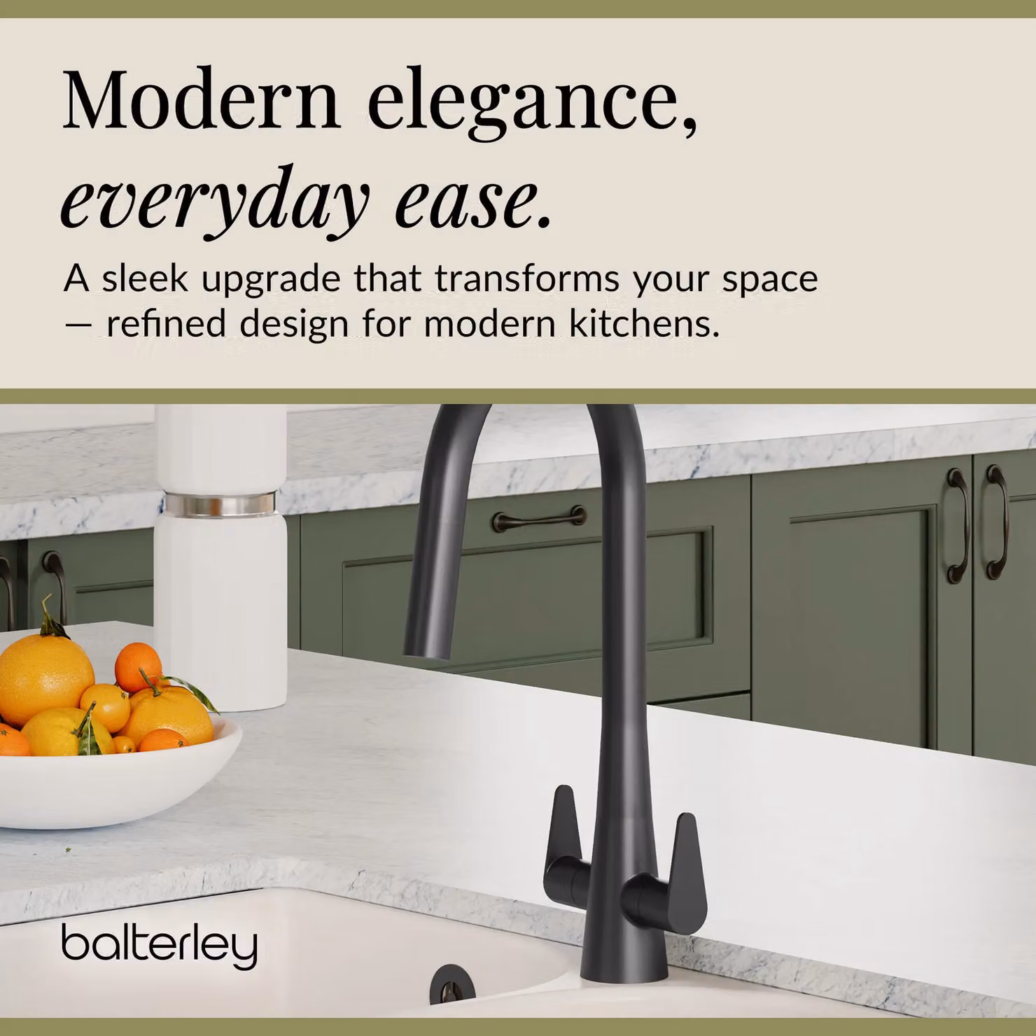 Balterley Situla Kitchen Mono Mixer Tap with Dual Lever and Swivel Spout, Matt Black – 3