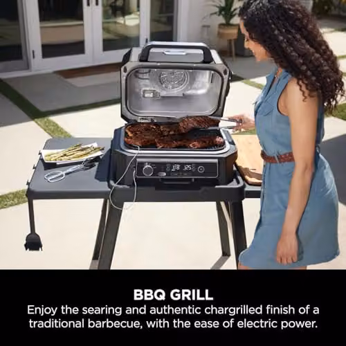 Ninja Woodfire Pro XL Electric BBQ Grill and Smoker with Digital Probe, Grey and Black – 4