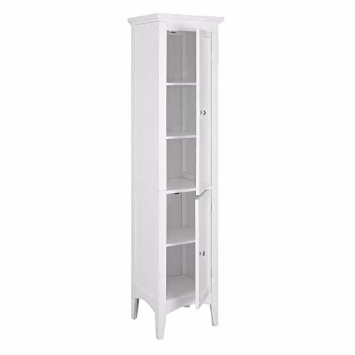 Teamson Home Glancy Collection White Wooden Freestanding Tall Bathroom Storage Cabinet with Roll Shutter Doors and Internal Shelves, W/D/H: 33.0 x 19.46 x 160.0 cm – 2