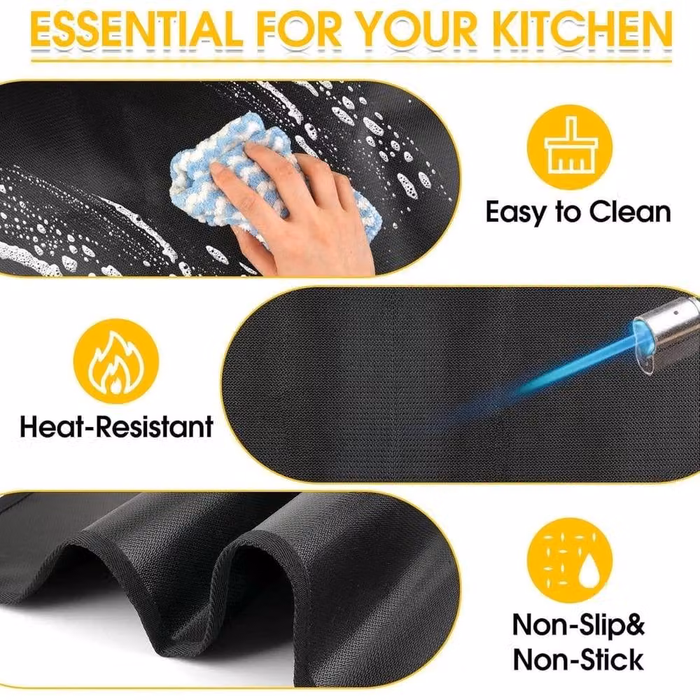 SPETLEK Black Non-Slip Fireproof Barbecue Mats, 2-Pack, W/D: 60 x 40 cm – 5