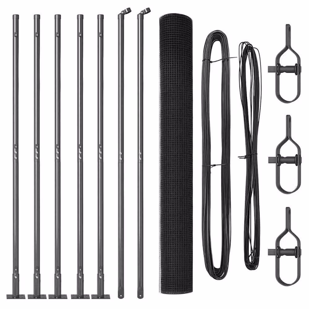 Berkfield Home Modern Welded Wire Fence with 7 Flanged Posts, Grey Powder-Coated Steel – 3