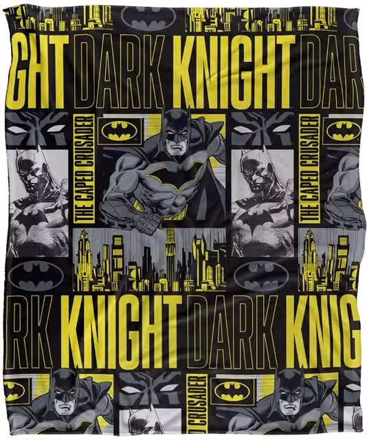 DC Comics Batman Dark Knight Panels Fleece Blanket, White and Multicolour, W: 152 cm, D: 127 cm – 1