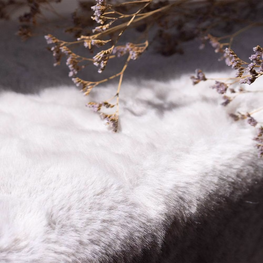 Voltico Super Soft Faux Fur Rug in Beige and White, W/D/H: 100 x 110 x 1 cm – 4