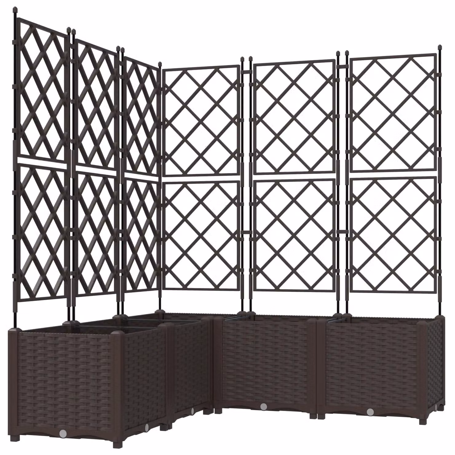 Berkfield Home Garden Planter with Trellis, 5 Pieces, Brown, W/D/H: 120 x 120 x 143 cm – 2