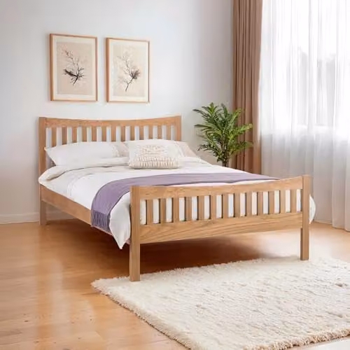 Julian Bowen Bergamo Oak Wooden Bed Frame, W/D/H: 140 x 200 cm – 1