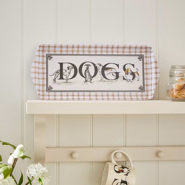 Ulster Weavers Country Dogs Small Rectangular Melamine Tray in Brown and Beige