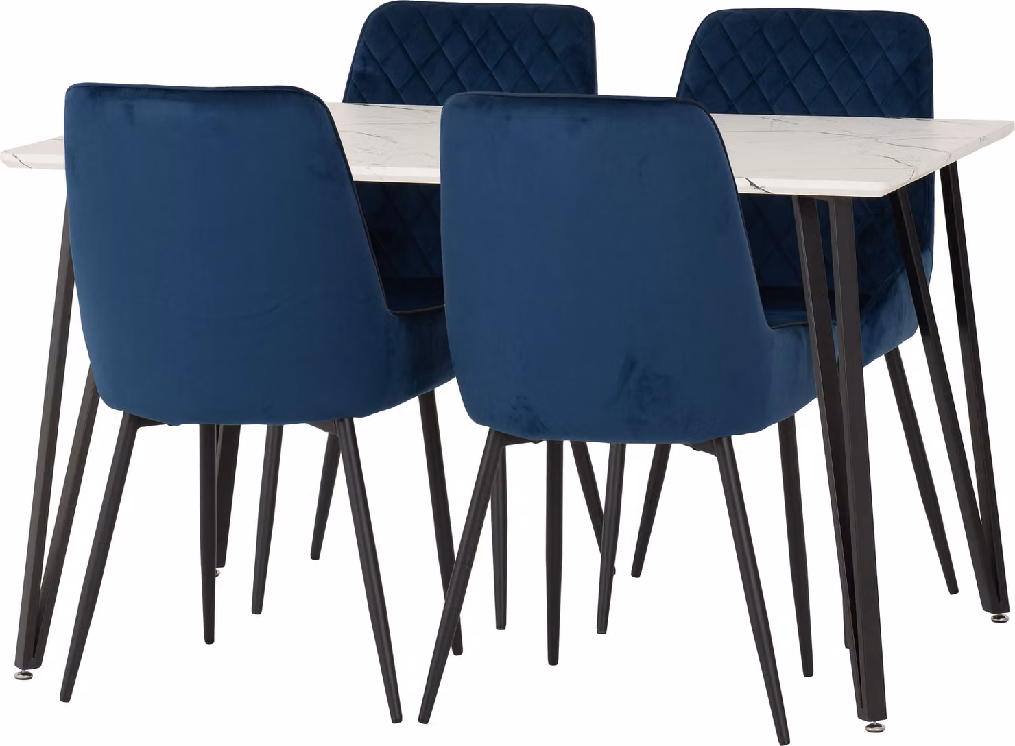 Seconique Marlow Dining Set with Avery Chairs in White and Blue – 2