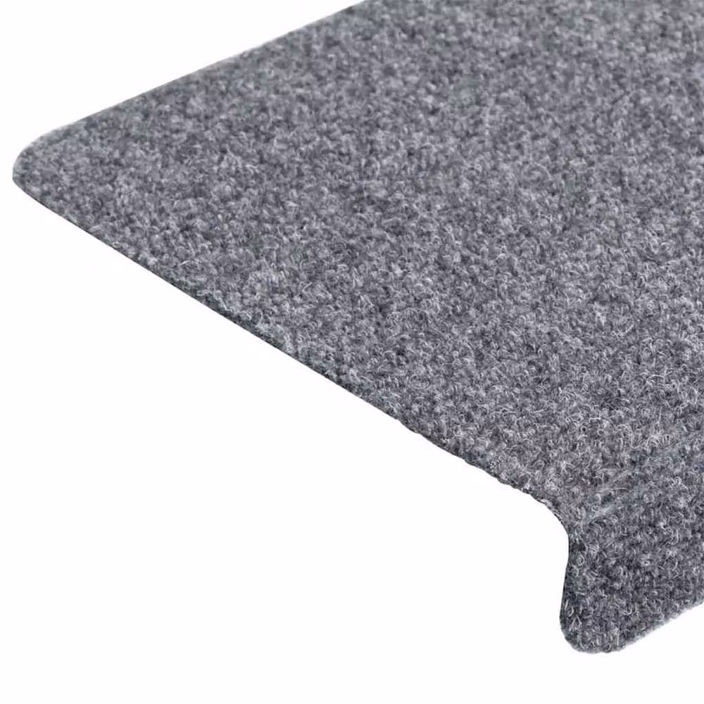 Berkfield Home Non-Slip Needle Punch Stair Mats, 5 Pack, Light Grey, W: 65 cm, D: 21 cm, H: 4 cm – 3