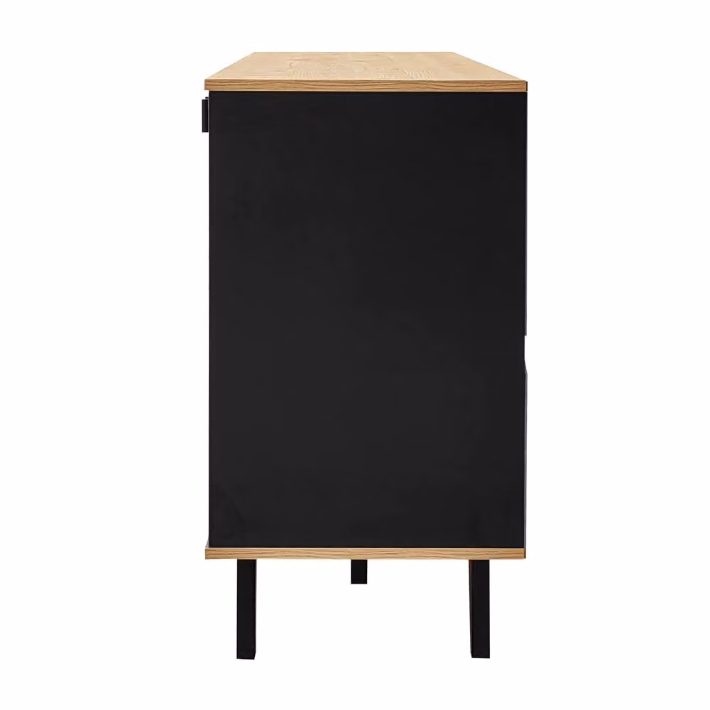 STILVORA Modern Sideboard with Integrated LED Lighting in Black and Brown Wood – 5