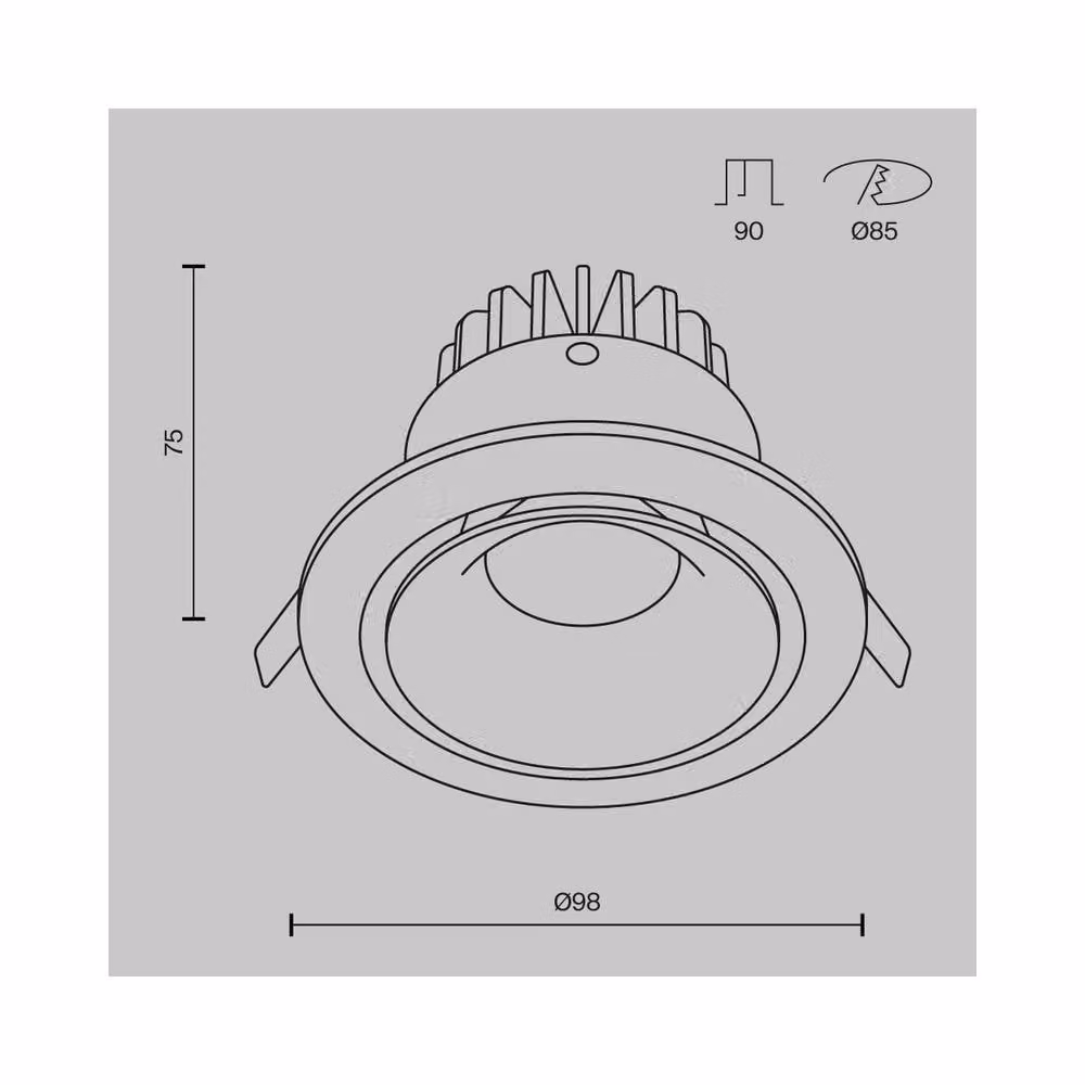 Netlighting Yin Recessed LED Downlight, Black, Dimmable, 4000K, 820lm – 2