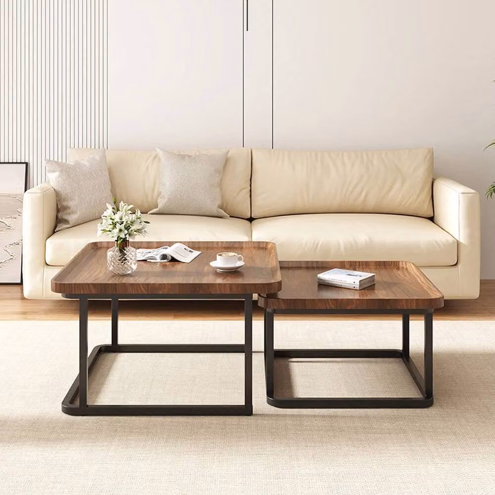 Hinsinc Set of 2 Industrial Nesting Coffee Tables in Brown and Black – 2