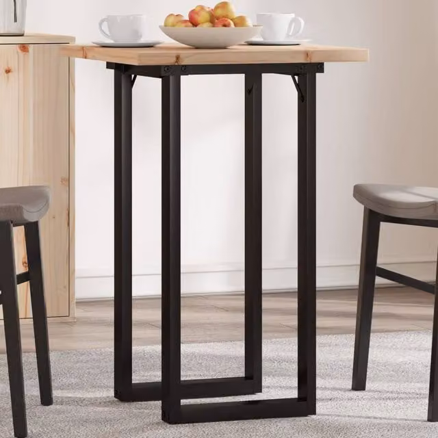 Berkfield Home O-Frame Square Dining Table in Brown Solid Pine and Steel, W/D/H: 50 x 50 x 75.5 cm